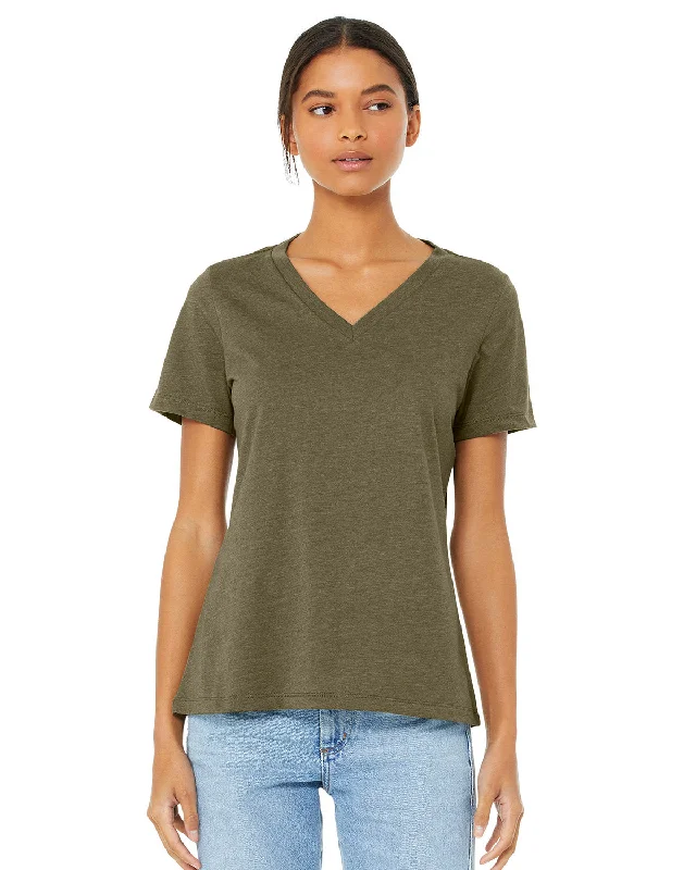 Bella + Canvas Ladies' Relaxed Heather CVC Jersey V-Neck Tee: Effortless Style and Comfort