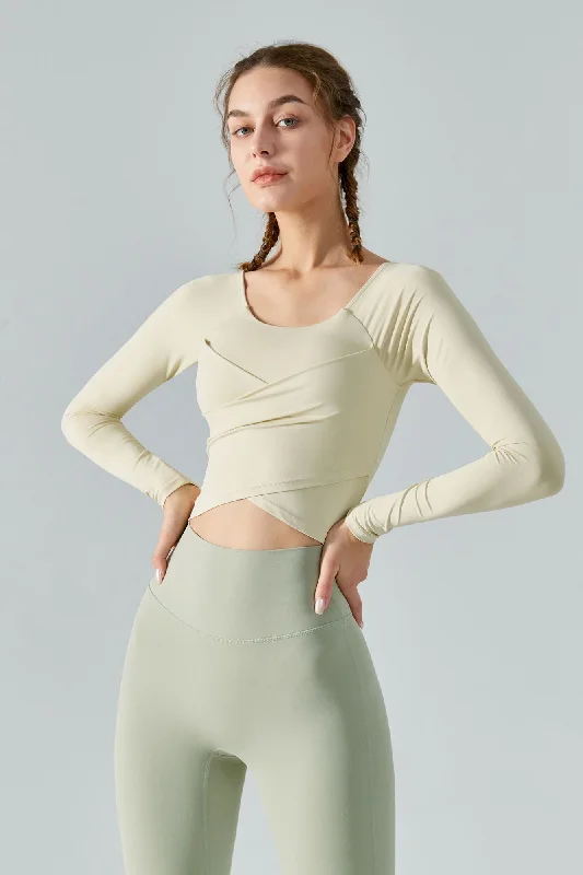 Long Sleeve Front Tie Wrap Detailing Yoga Top