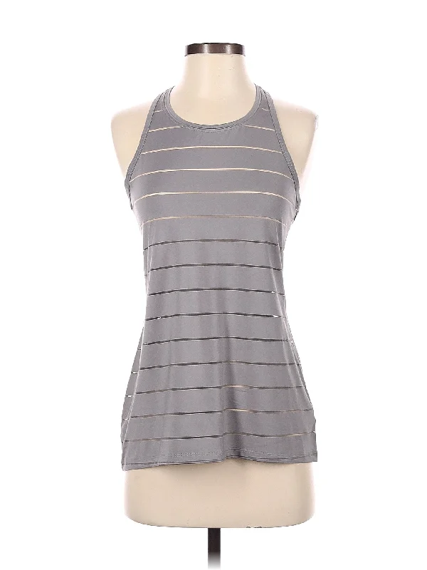 Stripe Mesh High Neck Chi Tank