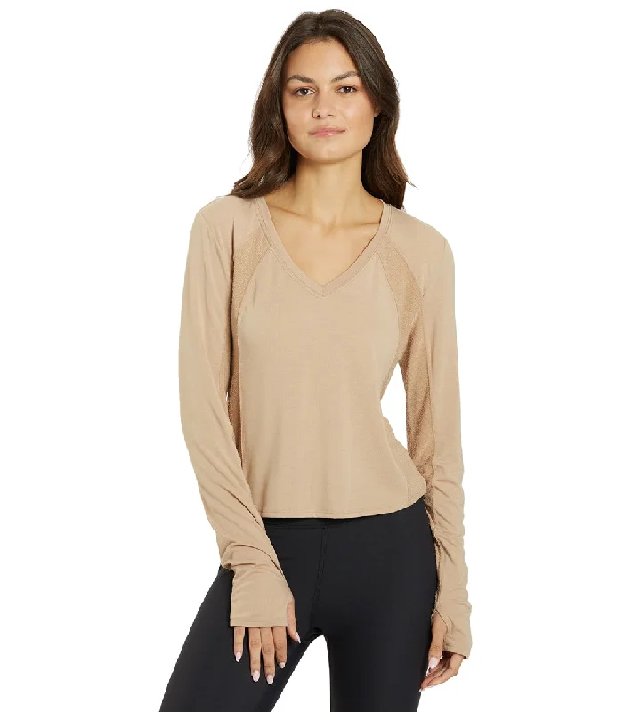 Thrive Societe Textured Inset Tee Latte